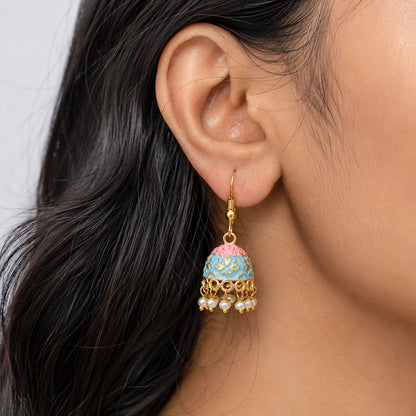 Firozi Color Mint Meena Earrings with Beautiful Colorful Ethnic Fashion Appeal
