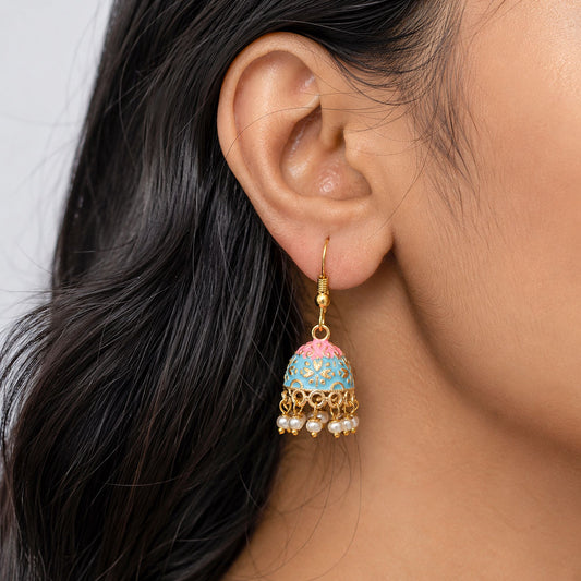 Firozi Color Mint Meena Earrings with Beautiful Colorful Ethnic Fashion Appeal
