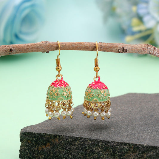 Pista Green Color Mint Meena Earrings with Elegant Festive Jewelry Design
