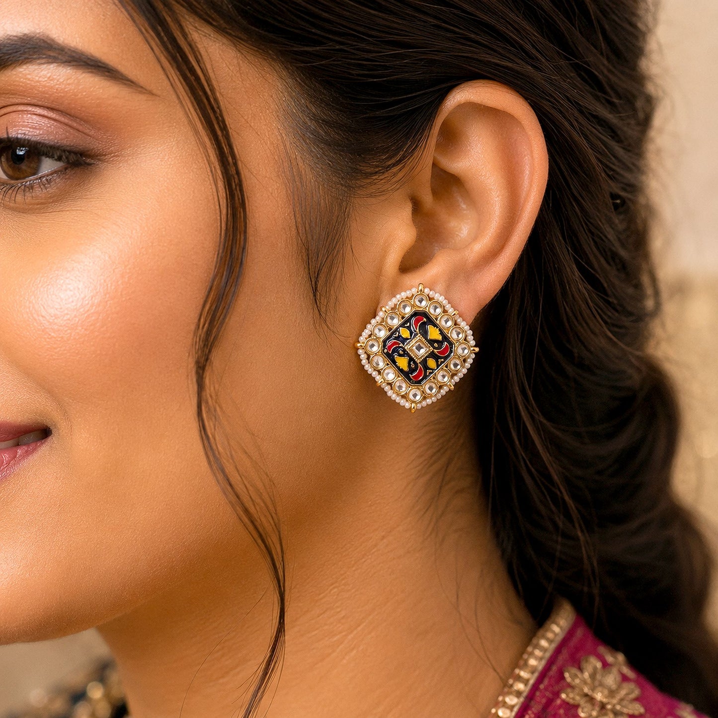 Blue Color Meenakari Earrings Featuring Trendy Traditional Festive Wear Style