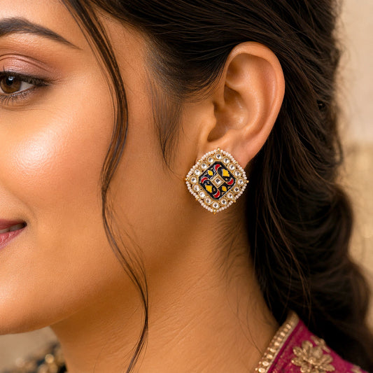 Blue Color Meenakari Earrings Featuring Trendy Traditional Festive Wear Style
