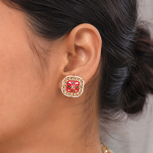 Rani Color Meenakari Earrings with Elegant Handmade Ethnic Jewelry Design