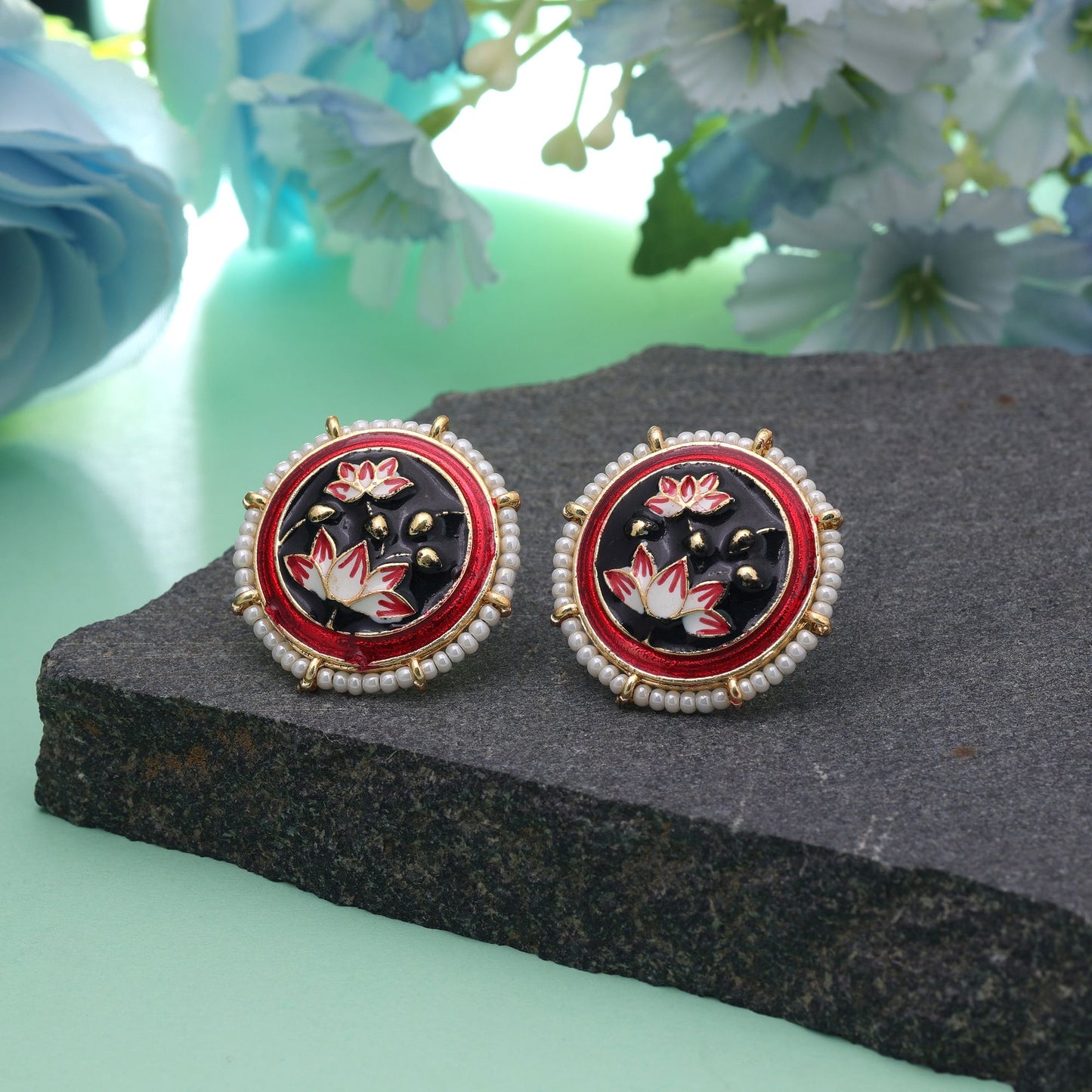 Black Color Meenakari Earrings with Attractive Ethnic Fashion Jewelry Design