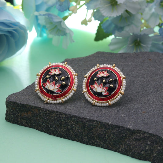 Black Color Meenakari Earrings with Attractive Ethnic Fashion Jewelry Design