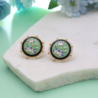 Light Green Color Meenakari Earrings with Trendy Festive Jewelry Appeal