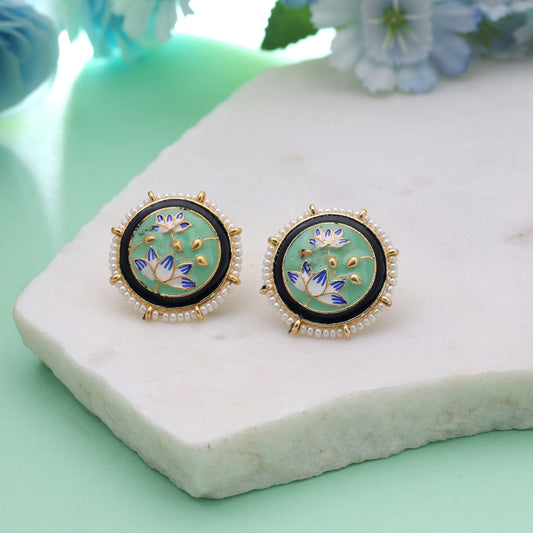 Light Green Color Meenakari Earrings with Trendy Festive Jewelry Appeal