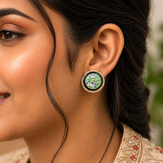 Light Green Color Meenakari Earrings with Trendy Festive Jewelry Appeal