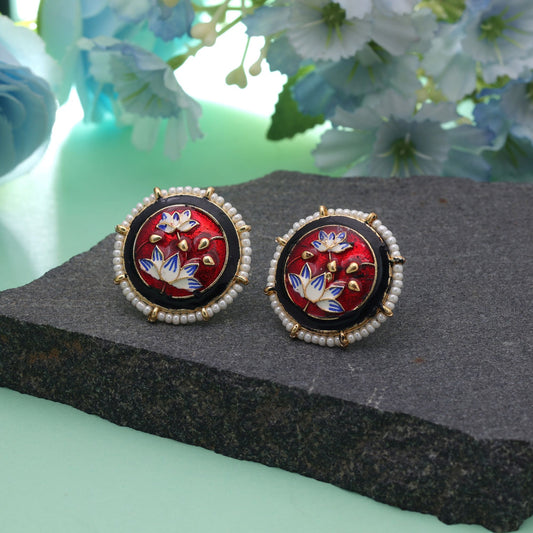 Maroon Color Meenakari Earrings Crafted with Premium Ethnic Jewelry Finish