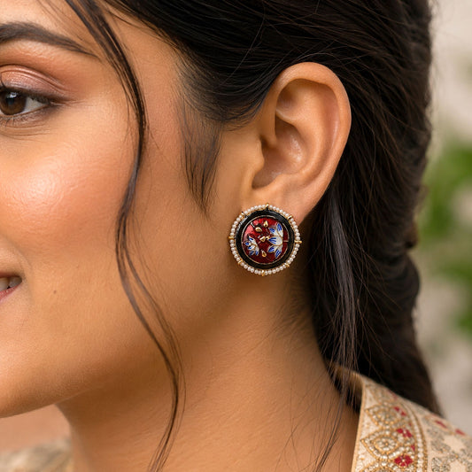 Maroon Color Meenakari Earrings Crafted with Premium Ethnic Jewelry Finish