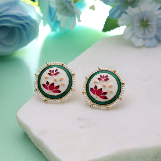 White Color Meenakari Earrings Featuring Premium Ethnic Handmade Jewelry Look