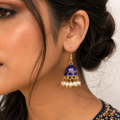 Blue Color Meenakari Earrings with Beautiful Festive Ethnic Fashion Appeal