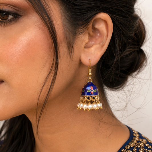 Blue Color Meenakari Earrings with Beautiful Festive Ethnic Fashion Appeal