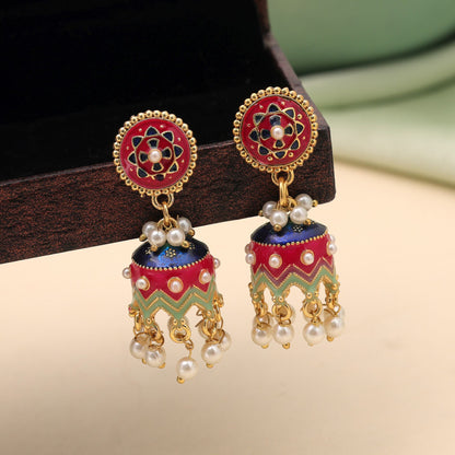 Rani Color Meenakari Earrings Featuring Premium Traditional Jewelry Appeal