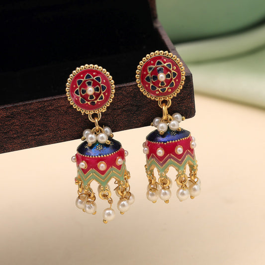 Rani Color Meenakari Earrings Featuring Premium Traditional Jewelry Appeal