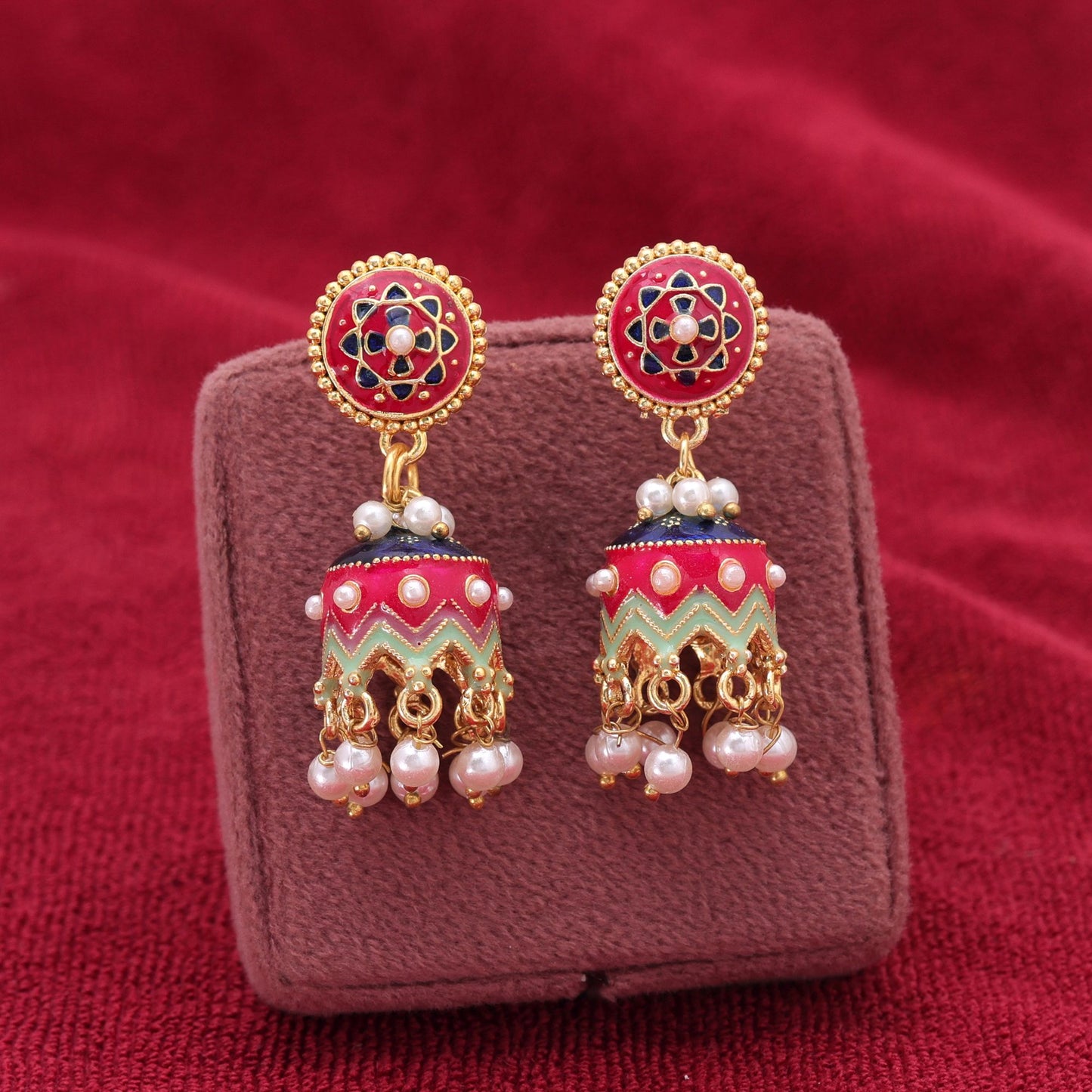 Rani Color Meenakari Earrings Featuring Premium Traditional Jewelry Appeal