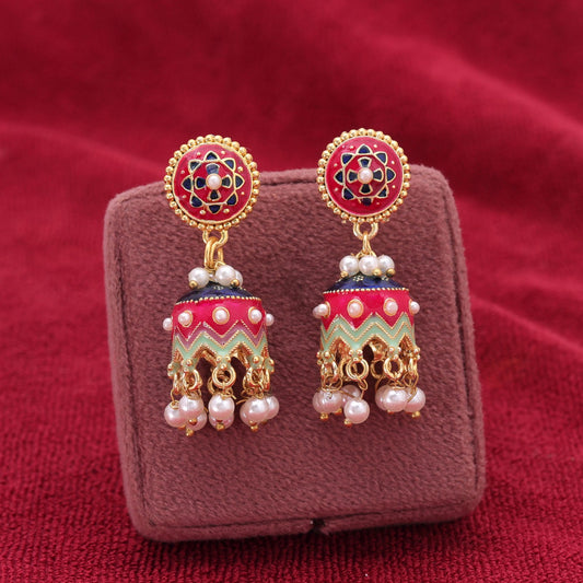 Rani Color Meenakari Earrings Featuring Premium Traditional Jewelry Appeal