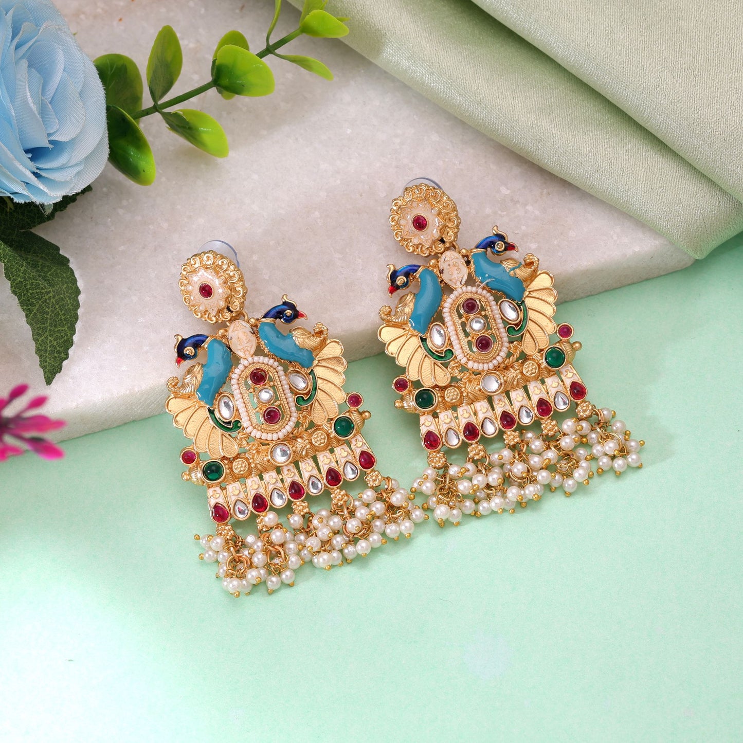 Multi Color Meenakari Earrings with Beautiful Handmade Traditional Jewelry Design Style