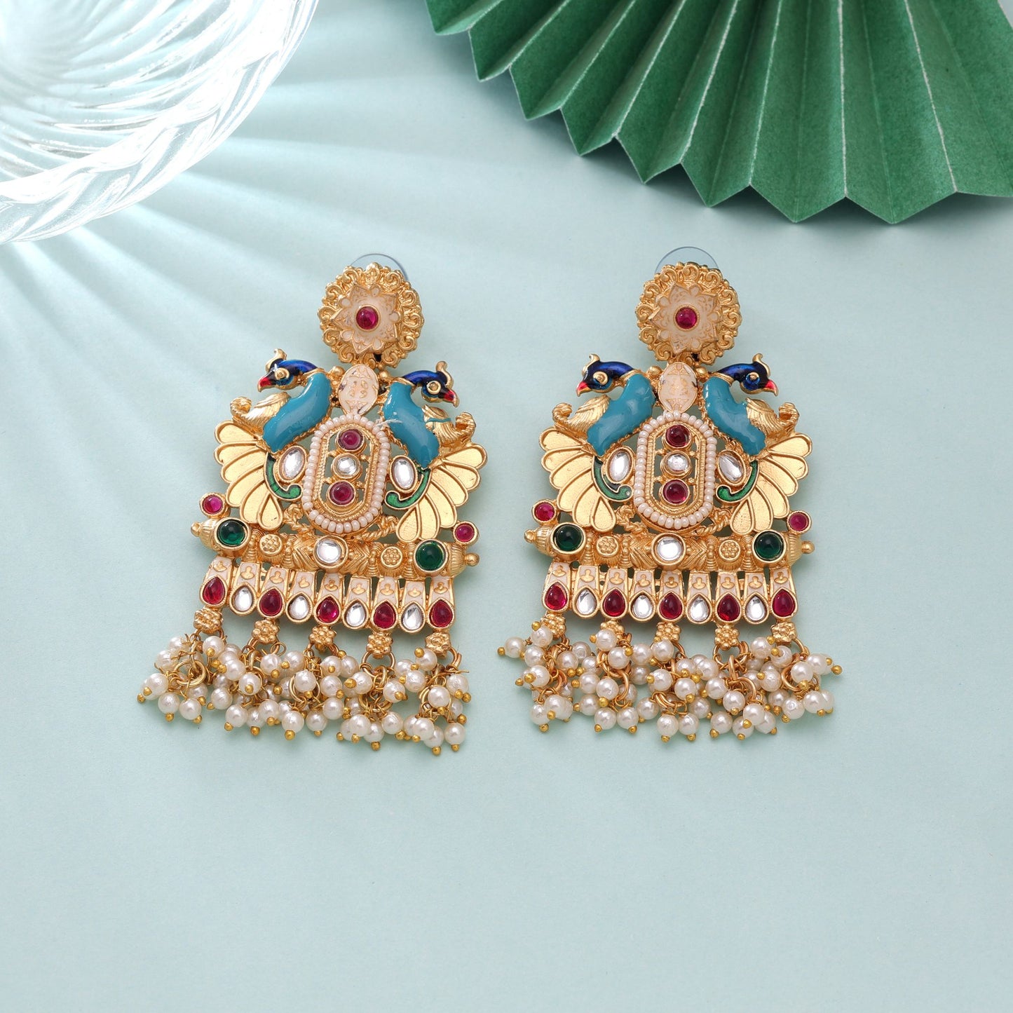 Multi Color Meenakari Earrings with Beautiful Handmade Traditional Jewelry Design Style