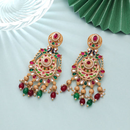 Multi Color Meenakari Earrings Featuring Elegant Artistic Ethnic Fashion Collection