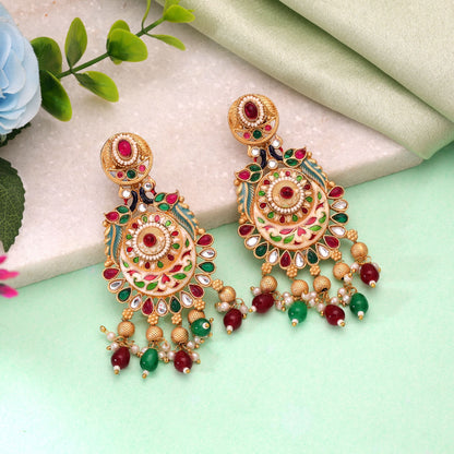 Multi Color Meenakari Earrings Featuring Elegant Artistic Ethnic Fashion Collection