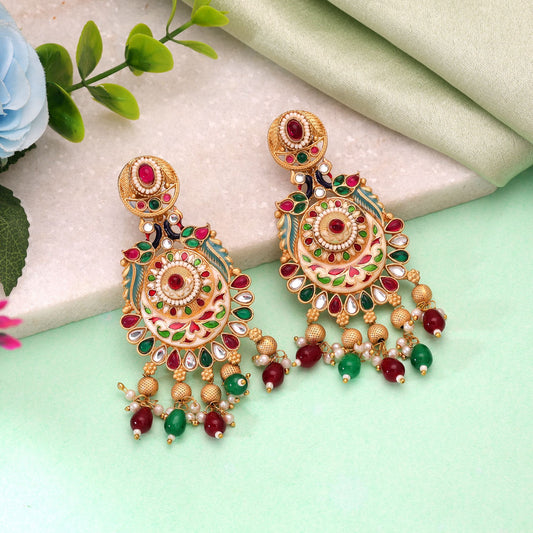 Multi Color Meenakari Earrings Featuring Elegant Artistic Ethnic Fashion Collection