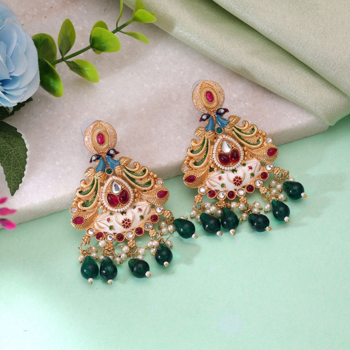 Multi Color Meenakari Earrings Crafted for Stylish Festive Designer Fashion Look