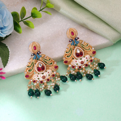 Multi Color Meenakari Earrings Crafted for Stylish Festive Designer Fashion Look