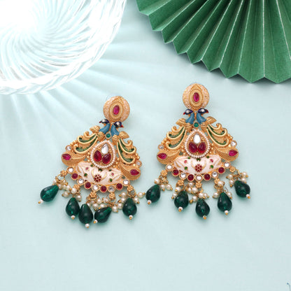 Multi Color Meenakari Earrings Crafted for Stylish Festive Designer Fashion Look