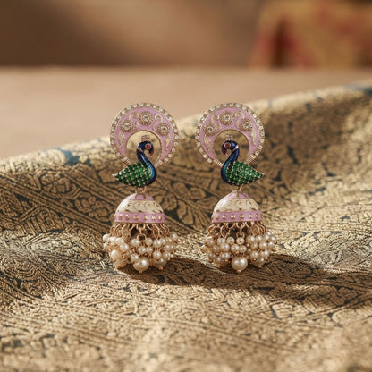 Light Purple Color Meenakari Earrings with Premium Traditional Jewelry Finish