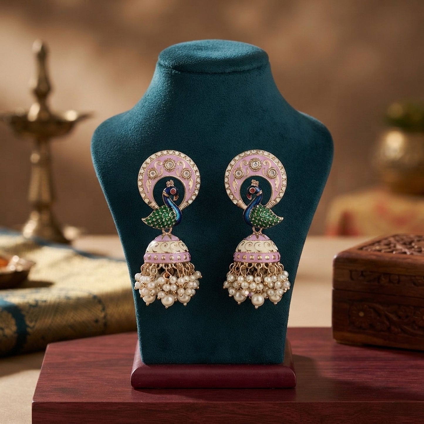 Light Purple Color Meenakari Earrings with Premium Traditional Jewelry Finish
