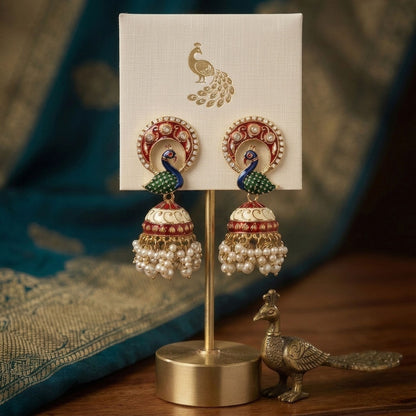 Maroon Color Meenakari Earrings with Royal Handmade Designer Appeal
