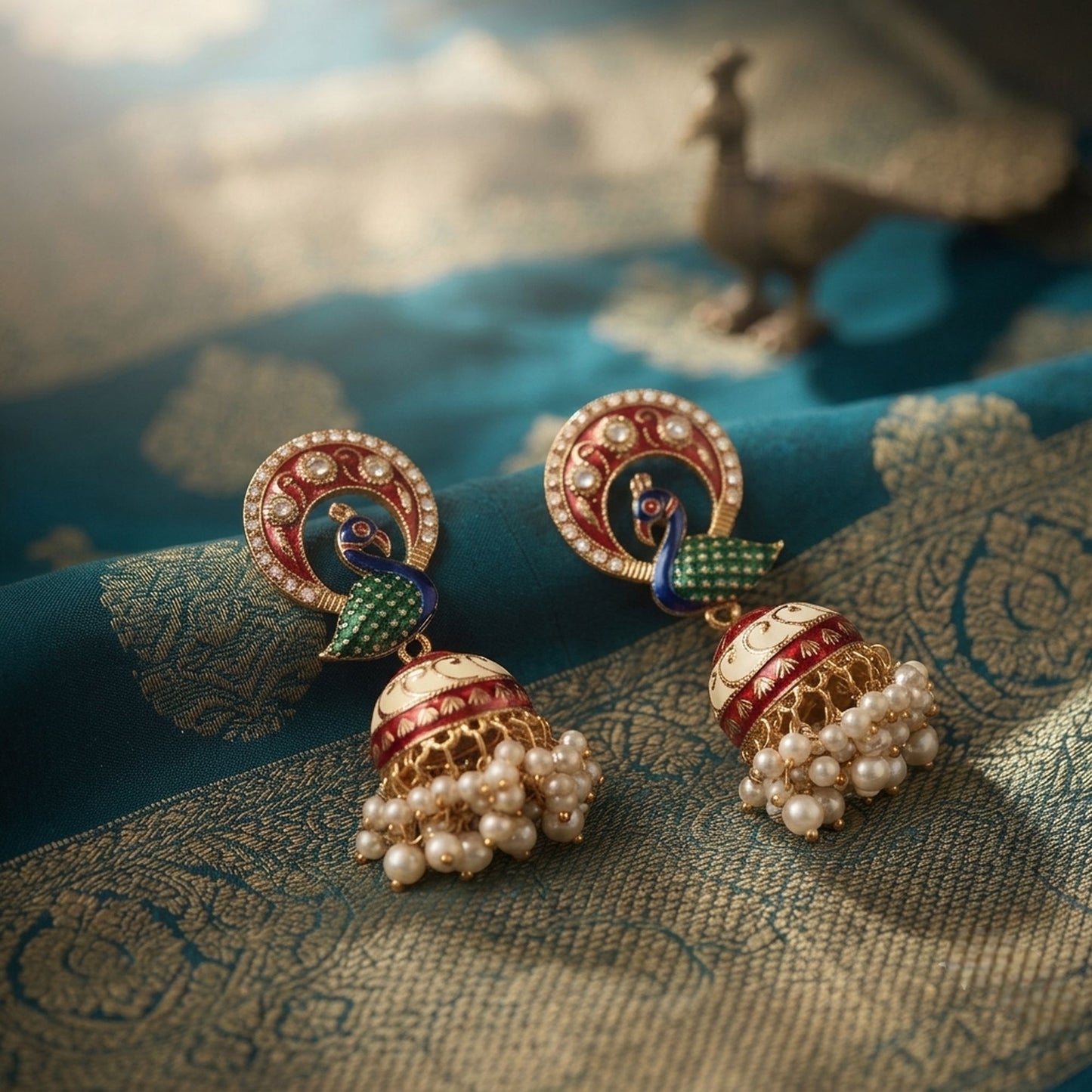 Maroon Color Meenakari Earrings with Royal Handmade Designer Appeal