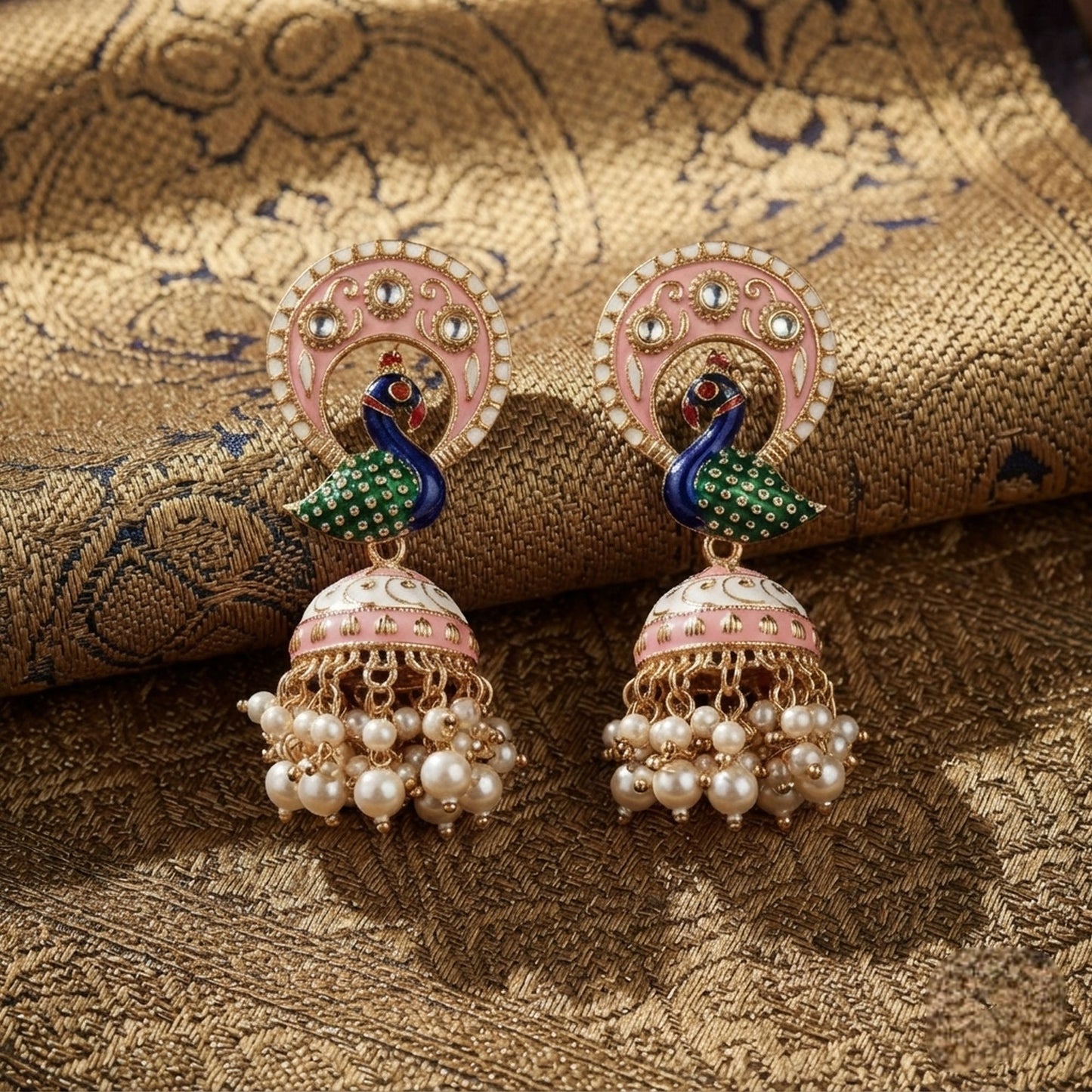 White Color Meenakari Earrings Featuring Elegant Traditional Handmade Jewelry Style