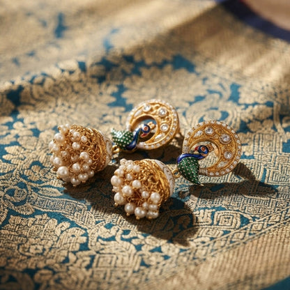 Yellow Color Meenakari Earrings Featuring Premium Festive Traditional Jewelry Style