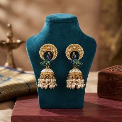 Yellow Color Meenakari Earrings Featuring Premium Festive Traditional Jewelry Style