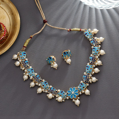 Firozi & Blau Meenakari Halskette Set Klassische Elegante Festliche Schmuckkollektion