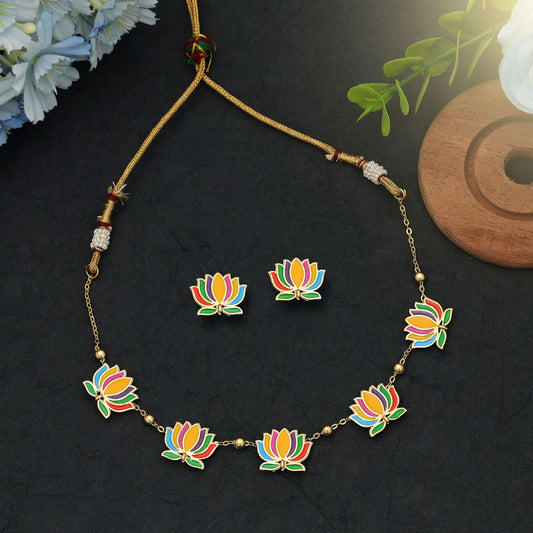 Multi Color Meenakari Necklace Set Stylish Designer Traditional Party Wear Jewelry