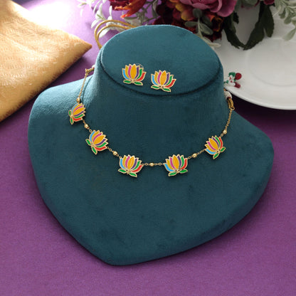 Multi Color Meenakari Necklace Set Stylish Designer Traditional Party Wear Jewelry