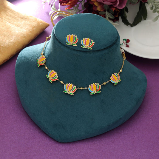 Multi Color Meenakari Necklace Set Stylish Designer Traditional Party Wear Jewelry