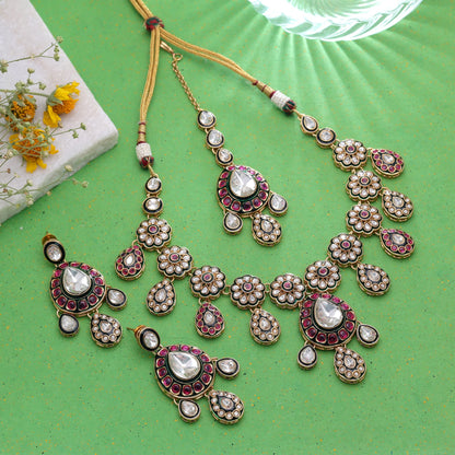 Multi Color Meenakari Kundan Necklace Set with Royal Handmade Traditional Jewelry Design