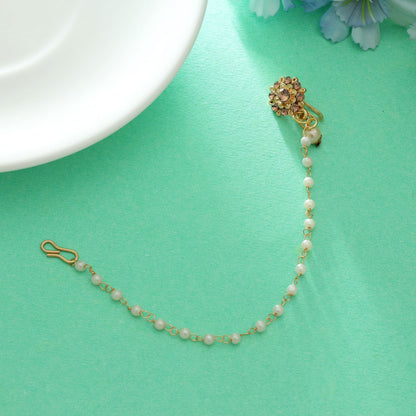 Goldfarbener Nasen-Nath, elegante, traditionelle Brautschmuck