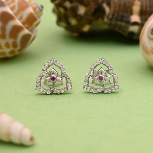 Silver Color 925 Silver Stud Earrings (OME105SLV)