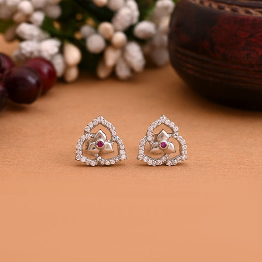 Silver Color 925 Silver Stud Earrings (OME105SLV)