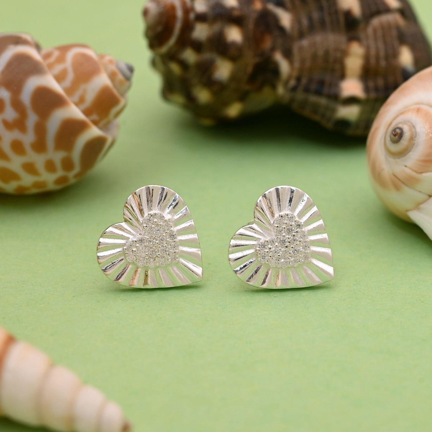 Silver Color Heart Shape 925 Silver Stud Earrings (OME107SLV)