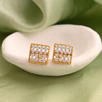 White Color 925 Gold Plated Silver Stud Earrings (OME113WHT)