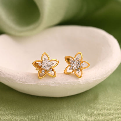 White Color 925 Gold Plated Silver Stud Earrings (OME115WHT)