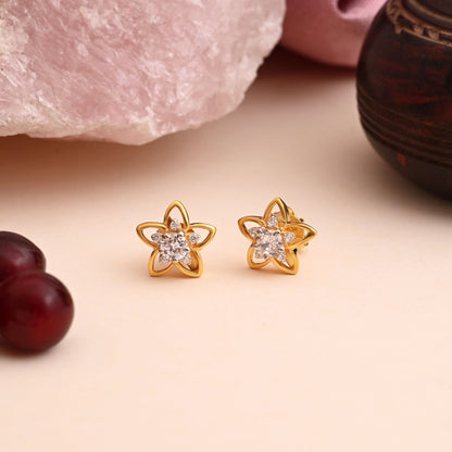White Color 925 Gold Plated Silver Stud Earrings (OME115WHT)