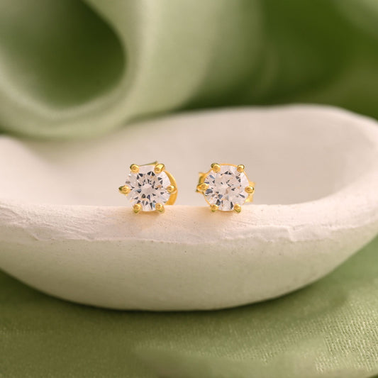 White Color 925 Gold Plated Silver Stud Earrings (OME118WHT)