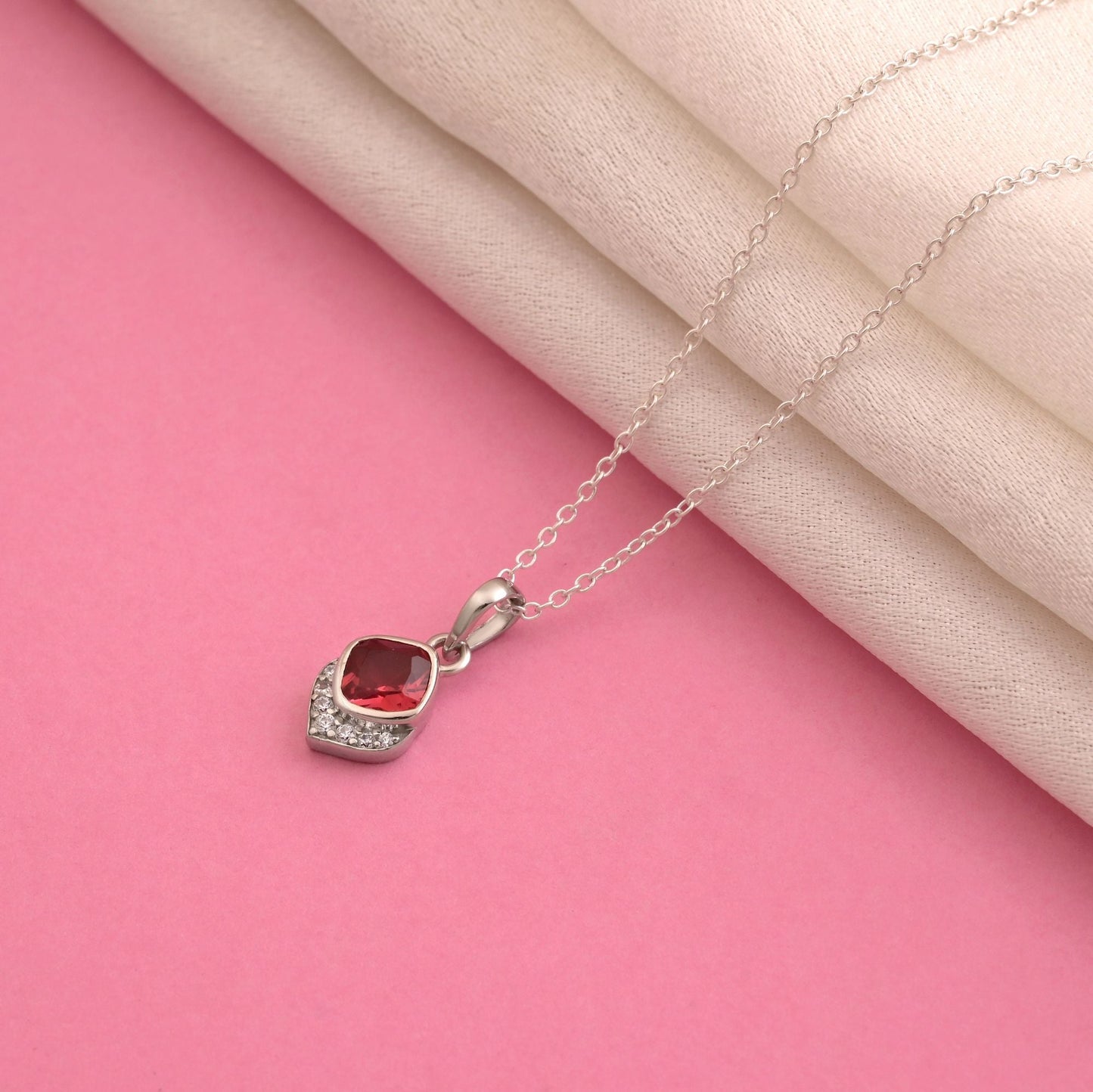 Ruby Color 925 Silver Pendant (OMP102RUBY)