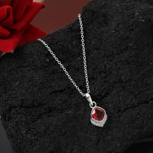 Ruby Color 925 Silver Pendant (OMP102RUBY)